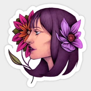 Floral Beautiful Girl Sticker